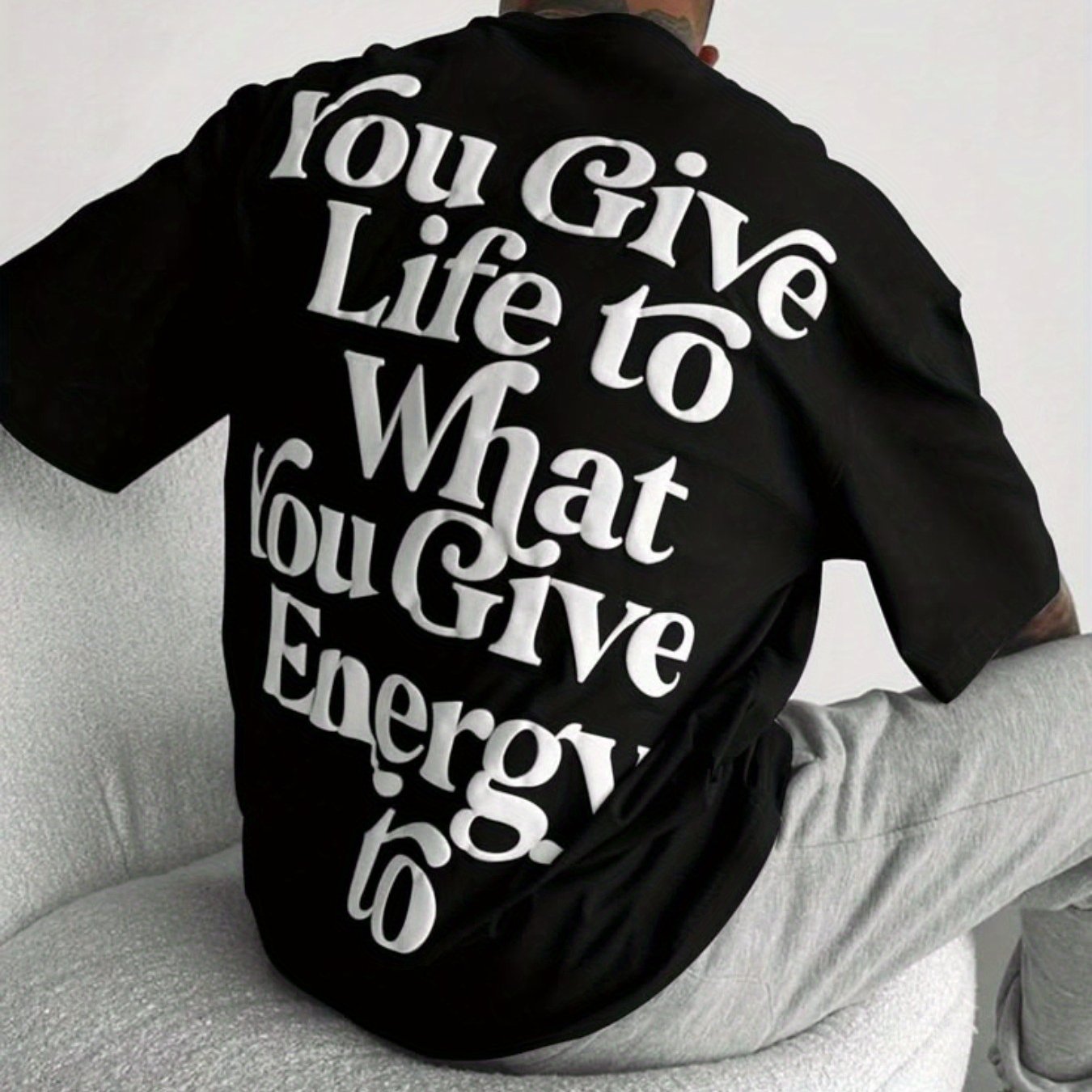 Embrace Your Style with the Ultra-Loose Men's Slogan Graphic T-Shirt Men's 100% pure cotton T-shirt, a comfortable, casual, versatile, and fashionable round neck short sleeved essential for men