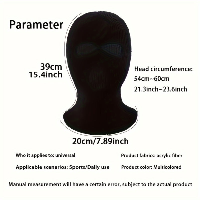 2pcs Graphic Unisex Thermal 3-Hole Winter Knitted Mask With Full Face Covering For Outdoor