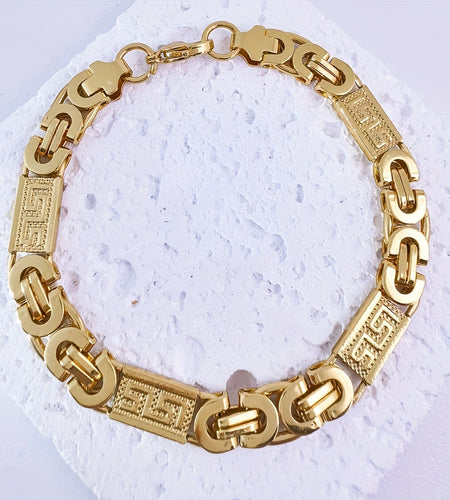 Stainless Steel Casual Flat Link Chain Necklace for Men - No Pendant