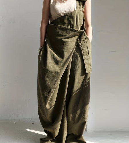 Unique Styled Women Wide-Leg Overalls with a Single Shoulder Strap (Without a Belt)