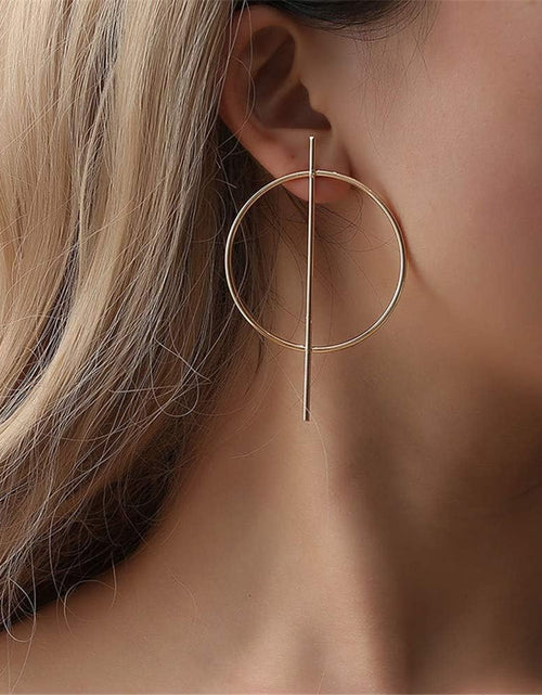 Load image into Gallery viewer, Geometric Double Circle Hoop Dangle Earrings Simple 8 Infinity Knot Bar Tassel Drop Earrings for Women Jewelry
