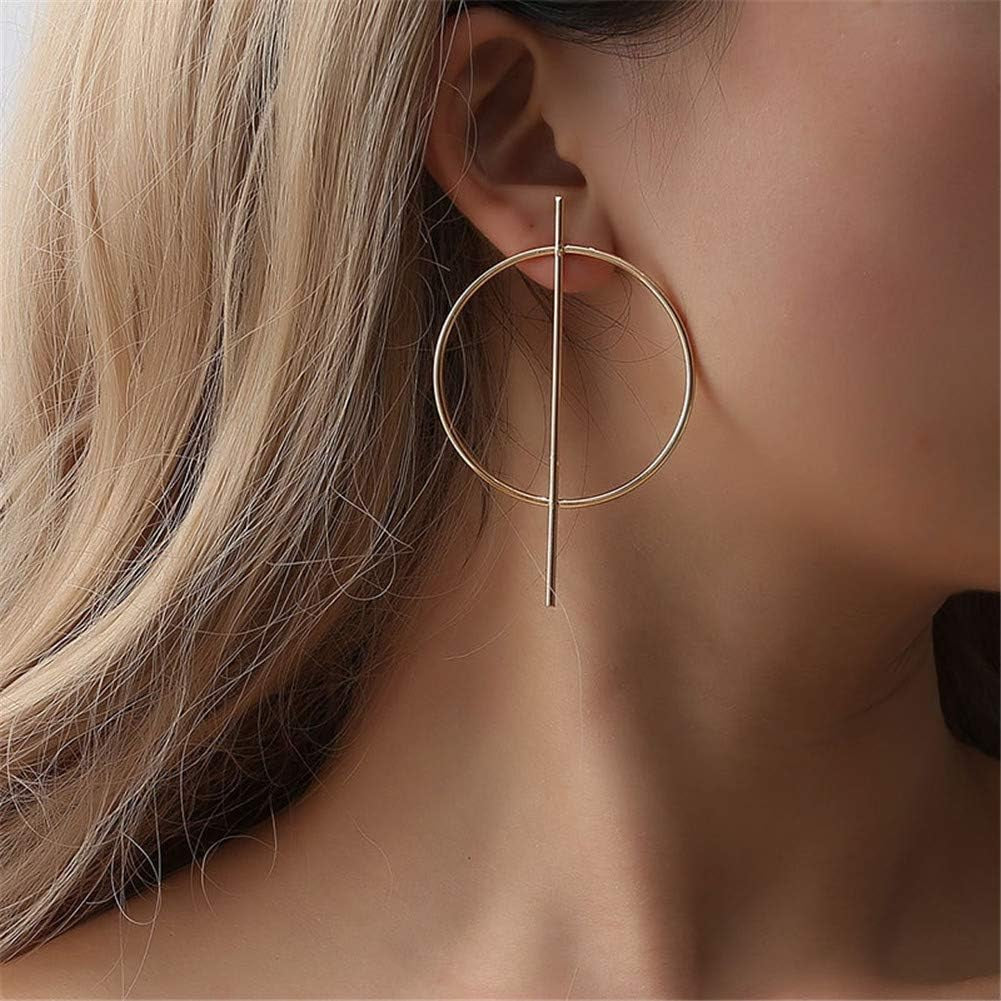 Geometric Double Circle Hoop Dangle Earrings Simple 8 Infinity Knot Bar Tassel Drop Earrings for Women Jewelry