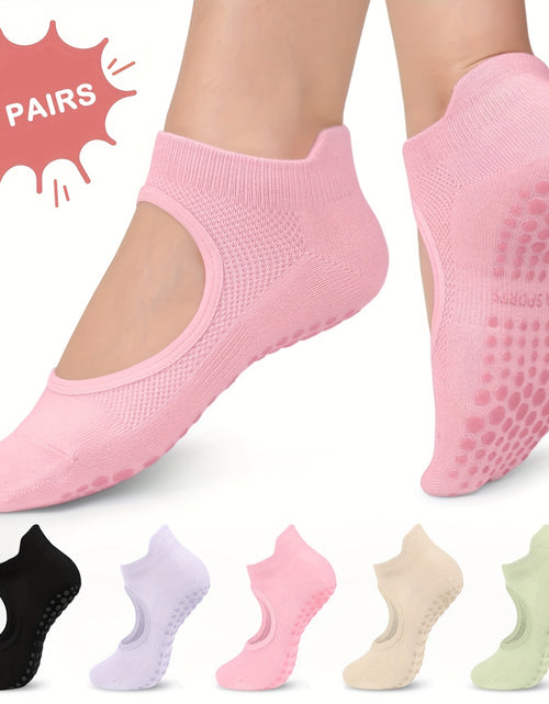 Load image into Gallery viewer, [2 Pairs Grippy Pilates Socks] 2 Pairs Non-Slip Grippy Pilates Socks for Women | Open Top Yoga Socks, Breathable Athletic Socks for Workout, Barre, Dance - Barre Accessory
