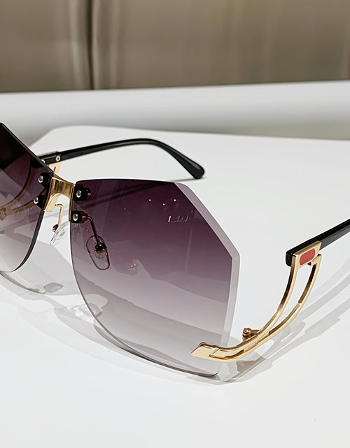 Load image into Gallery viewer, Frameless Oversized Fashion Glasses for Women - Gradient Pink to Clear Lenses, Hollow-Out Temple Arms, Protection &amp; Anti-Glare Coating, Luxury Fashion Accessories
