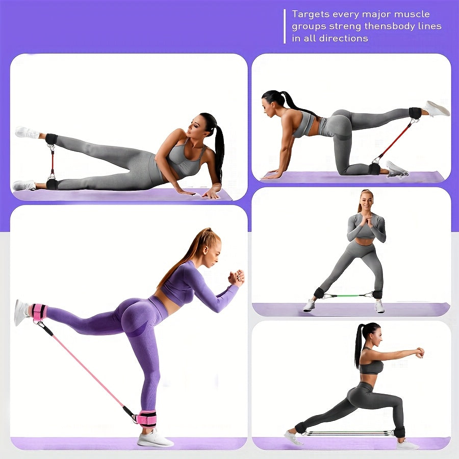 5pcs Ankle Resistance Bands, Ankle Bands For Working Out With Cuffs, Resistance Bands For Leg & Butt Training, Ankle Straps With Exercise Bands