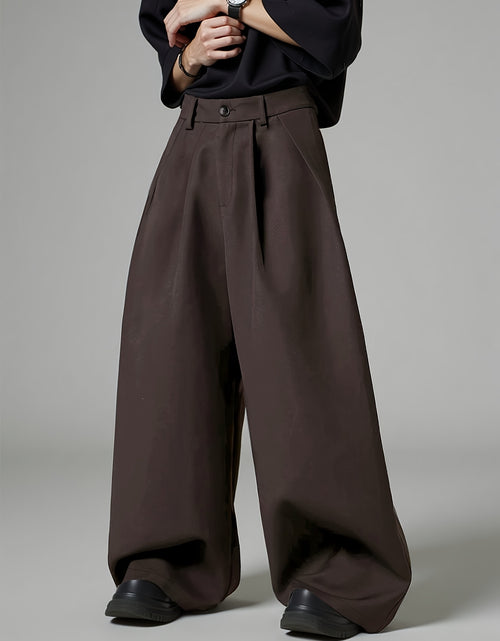Load image into Gallery viewer, Men Loose Silhouette Solid Color With Pockets Pleated Pants Super Loose Pants Simple, Wide Leg Pants , Solid Color Pants - Elegant Wide Leg Pants
