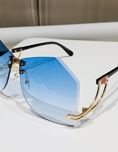 Load image into Gallery viewer, Frameless Oversized Fashion Glasses for Women - Gradient Pink to Clear Lenses, Hollow-Out Temple Arms, Protection &amp; Anti-Glare Coating, Luxury Fashion Accessories
