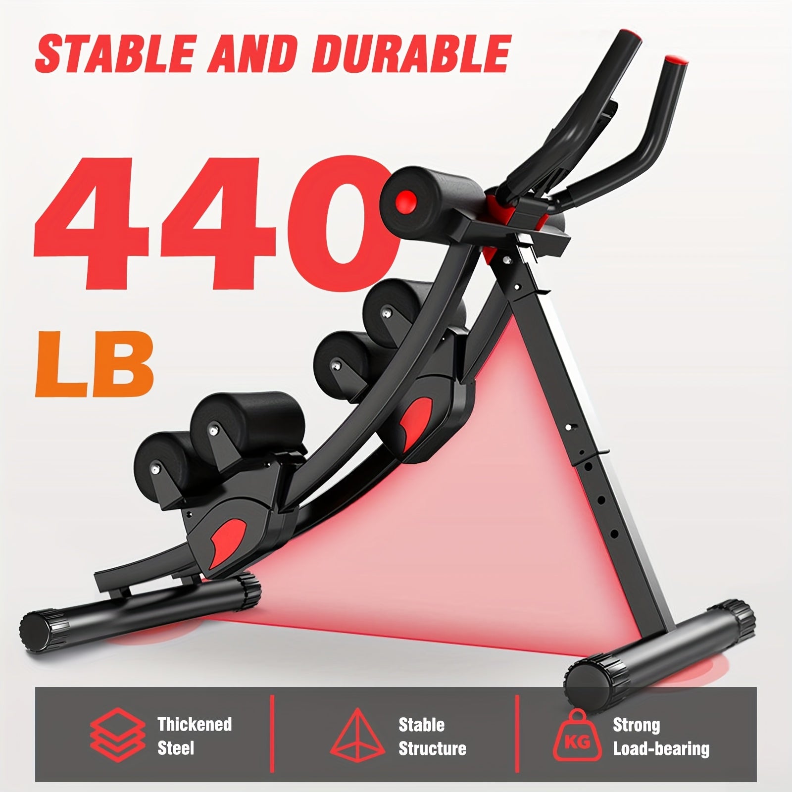 440 Lbs Ab Workout Weight Capacity Equipment, Ab Machine For Home Gym, Foldable Core & Abdominal Exercise Machine, Adjustable Ab Machine Full Body Workout Exercise Fitness Equipment Adjustable Height With Resistance Bands, Du
