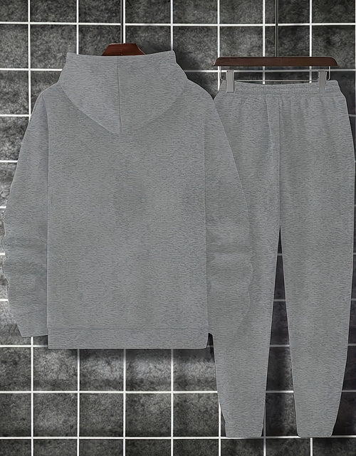 Load image into Gallery viewer, Casual Hoodie And Sweatpants Set - Fleece Lining, Long Sleeves, Printed Design | Machine Washable
