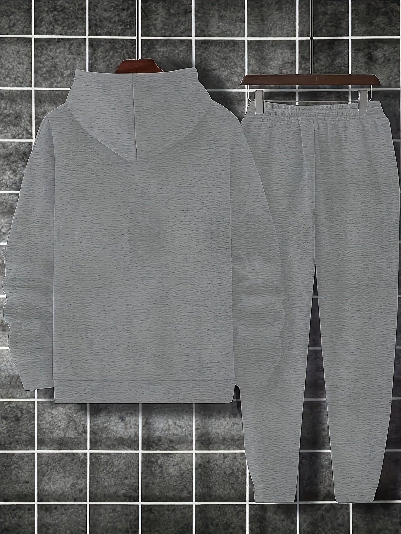 Casual Hoodie And Sweatpants Set - Fleece Lining, Long Sleeves, Printed Design | Machine Washable