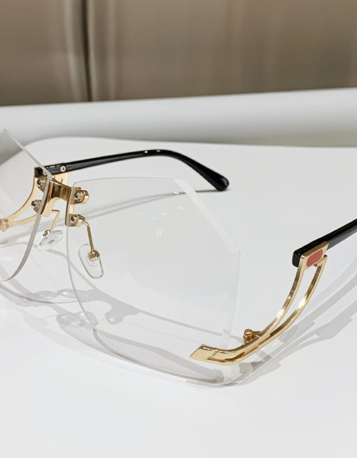 Load image into Gallery viewer, Frameless Oversized Fashion Glasses for Women - Gradient Pink to Clear Lenses, Hollow-Out Temple Arms, Protection &amp; Anti-Glare Coating, Luxury Fashion Accessories
