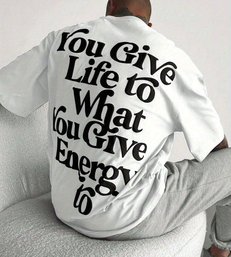 Embrace Your Style with the Ultra-Loose Men's Slogan Graphic T-Shirt Men's 100% pure cotton T-shirt, a comfortable, casual, versatile, and fashionable round neck short sleeved essential for men