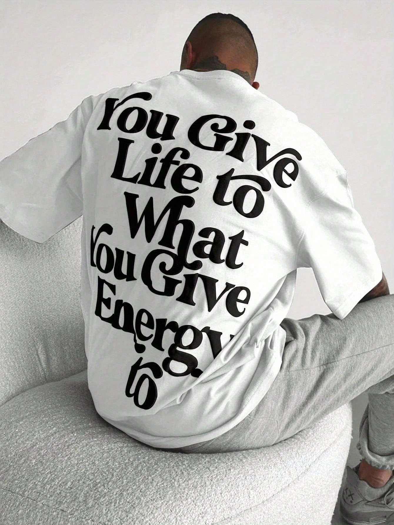 Embrace Your Style with the Ultra-Loose Men's Slogan Graphic T-Shirt Men's 100% pure cotton T-shirt, a comfortable, casual, versatile, and fashionable round neck short sleeved essential for men