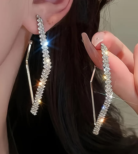 1 Pair Elegant Rhinestone Inlaid Alloy Drop & Dangle Earrings, UV Plated, for Daily and Party Occasions