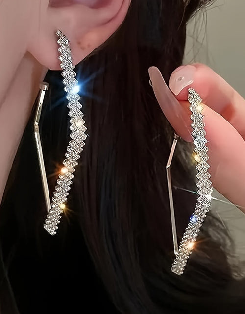 Load image into Gallery viewer, 1 Pair Elegant Rhinestone Inlaid Alloy Drop &amp; Dangle Earrings, UV Plated, for Daily and Party Occasions
