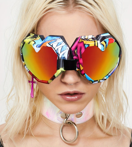 New Trendy Oversized Flower Love Outdoor Sports Fashion Glasses Winter Travel Sports Glasses