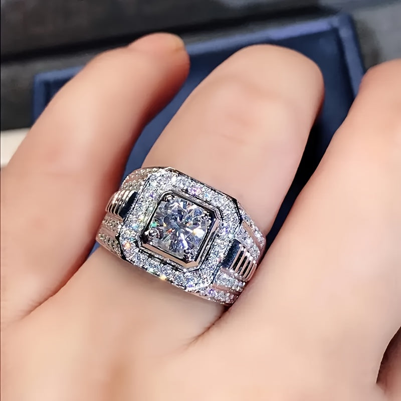 Luxury Men's Stainless Steel Ring Set with Shiny White Synthetic  Zirconia