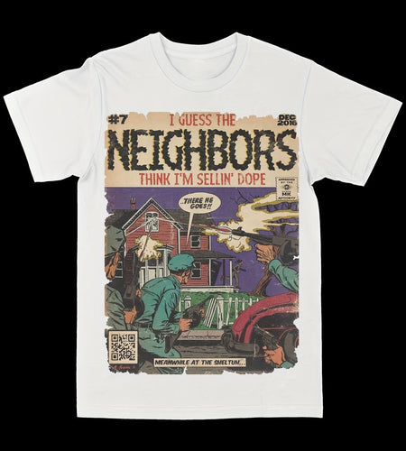 Neighbors Graphic Tee Trend Music star Graphic Tee t Men Comfortable Cotton Round Neck Short Sleeves T-shirt