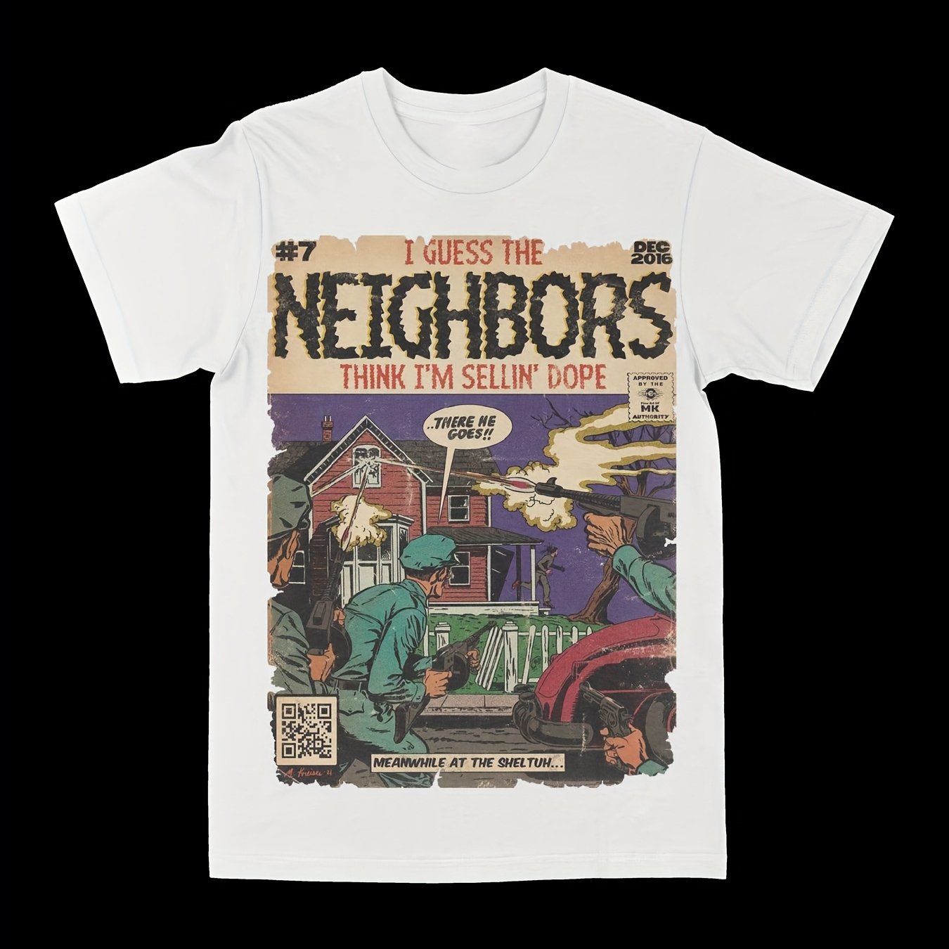 Neighbors Graphic Tee Trend Music star Graphic Tee t Men Comfortable Cotton Round Neck Short Sleeves T-shirt
