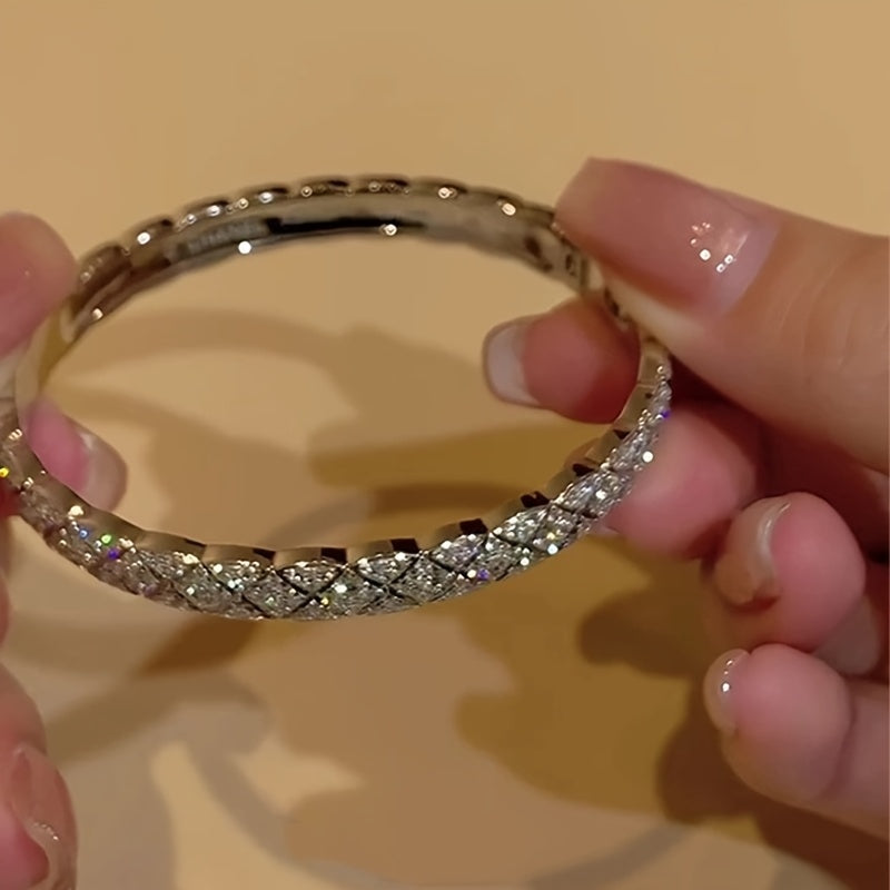 Ladies Intricate Wave Design Moissanite All-inset Moissanite Bracelet, The Perfect Gift