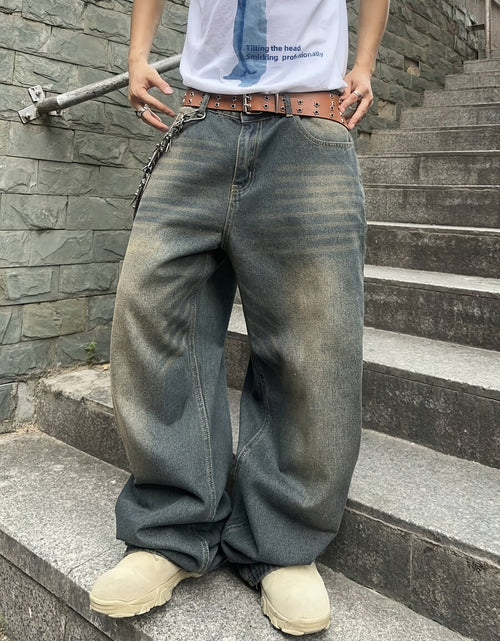 Load image into Gallery viewer, Men Casual Loose Fit Jeans, 90% Cotton 5% Polyester 5% Viscose Blend, Solid Color Washed Denim, All-Season Non-Stretch Woven Fabric, Regular Length, All season Pants | Stylish Casualwear | Non stretch Denim

