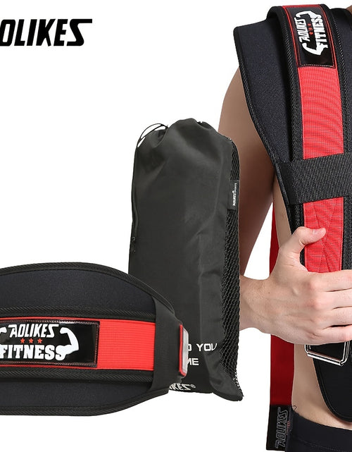 Load image into Gallery viewer, [Heavy Duty Weightlifting Belt]  Adjustable Weightlifting Belt for Men &amp; Women - Pull-On Closure, Breathable Mesh, Ergonomic Design for Squats, Deadlifts, Gym Training - Black/Red/Yellow, Core Support, Sleek Sporty Look
