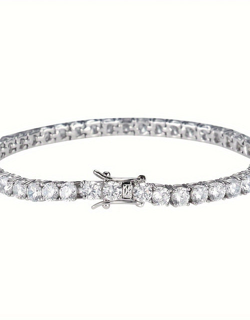 Load image into Gallery viewer, Moissanite Tennis Bracelet - White Golden, 925 Sterling Silver, Dazzling Round Cut Gemstones, Secure Clasp - Elegant Jewelry Gift for Women and Men, Lab Created Simulated Diamond, 4mm D Color VVS1
