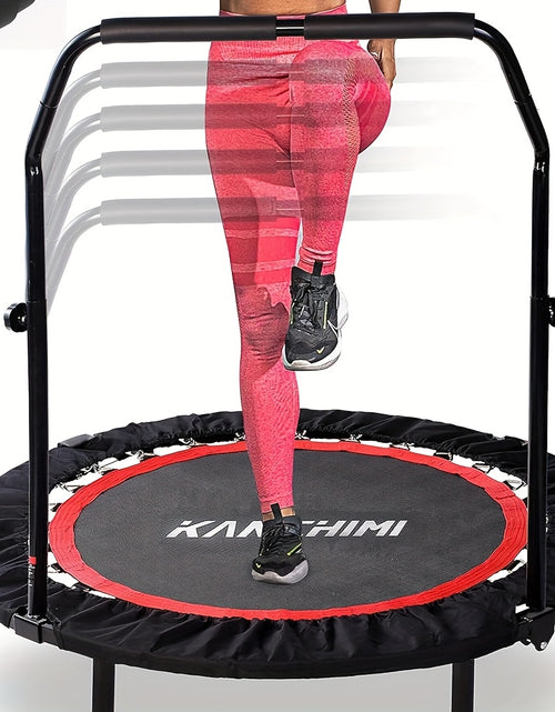 Load image into Gallery viewer, Mini Trampoline 450/550 LBS Foldable with Bungees - 40&quot; U-Shaped Adjustable Foam Handle - Stable &amp; Quiet Exercise Rebounder for Adults - Indoor/Outdoor Workout - Black - Trampoline for Exercise
