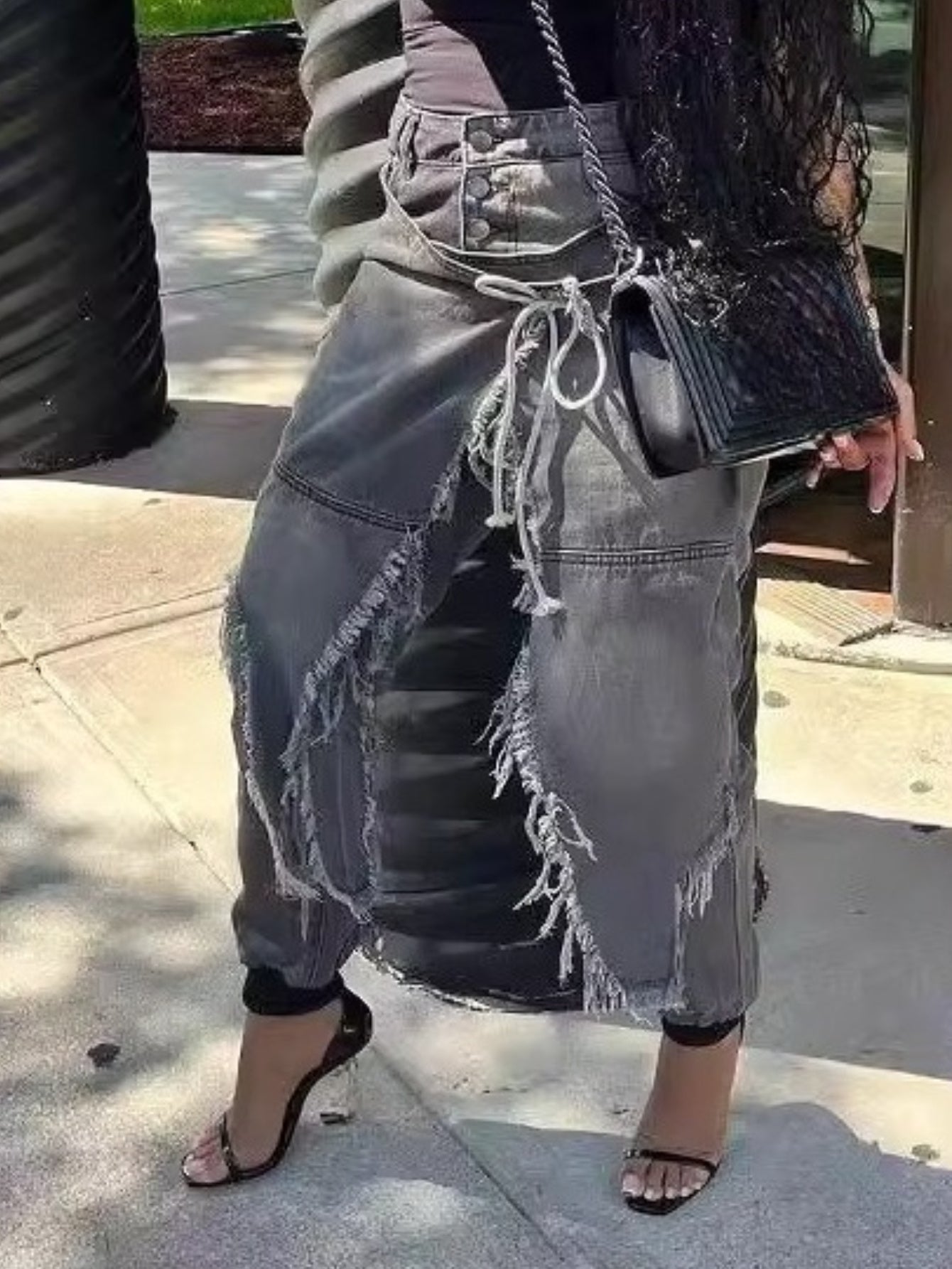 Women's Jeans - High-Waisted Stretch Leg Pants Very Unique Design with Lace-Up Closure, - Fall 2025 Streetwear Fashion