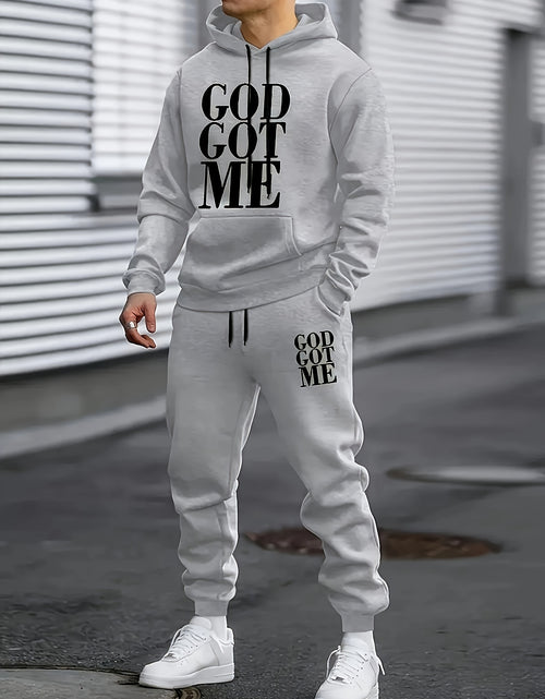 Load image into Gallery viewer, Casual Hoodie And Sweatpants Set - Fleece Lining, Long Sleeves, Printed Design | Machine Washable
