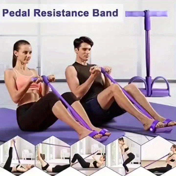 Home Gym Resistance Bands - 4 Elastic Tubes, Suitable for Full Body Exercise, Abdominal Exercise, Rowing Machine and Fitness Equipment - Enhance Strength and Flexibility
