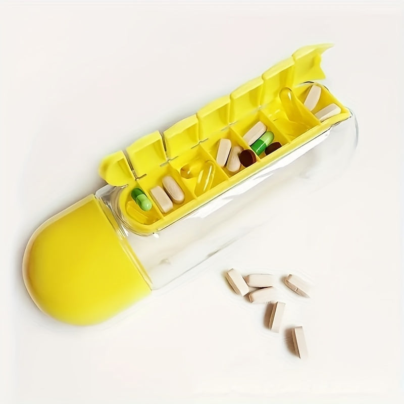 Creative Two-in-one Medicine Box Water Cup Seven-day Divided  Portable Water Bottle One-week Medicine Box Cup
