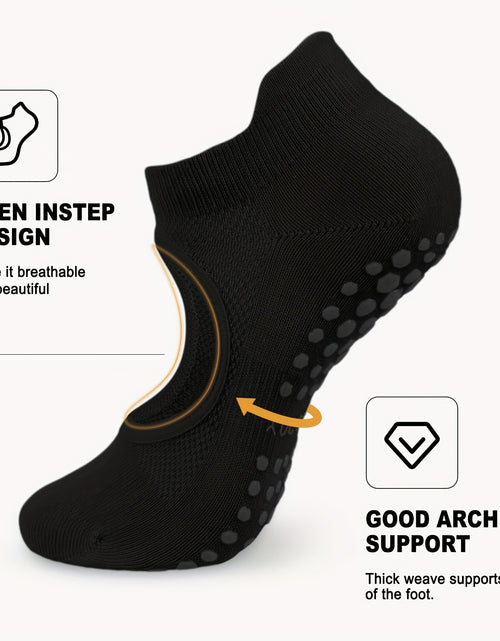 Load image into Gallery viewer, [2 Pairs Grippy Pilates Socks] 2 Pairs Non-Slip Grippy Pilates Socks for Women | Open Top Yoga Socks, Breathable Athletic Socks for Workout, Barre, Dance - Barre Accessory
