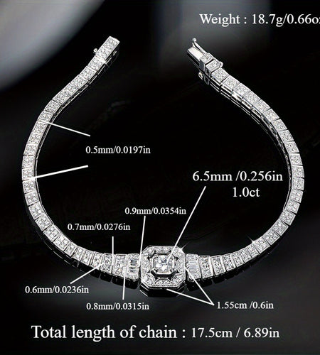 Luxury Moissanite Bracelet For Women Men, 925 Sterling Silver, 6.89inch D color Vvs1, Gorgeous Jewelry for Women Men,