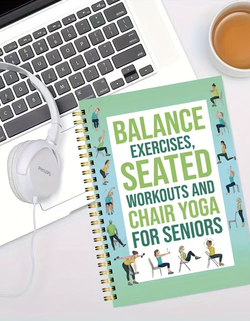 Load image into Gallery viewer, 50-Page Chair Yoga Exercise Book for Seniors &amp; Adults - Elderly Seated Yoga Poses Guide with Chair Squats, Balance Training &amp; Stretching - Spiral Bound-like Binding (No Binding Removal) - Home, Gym
