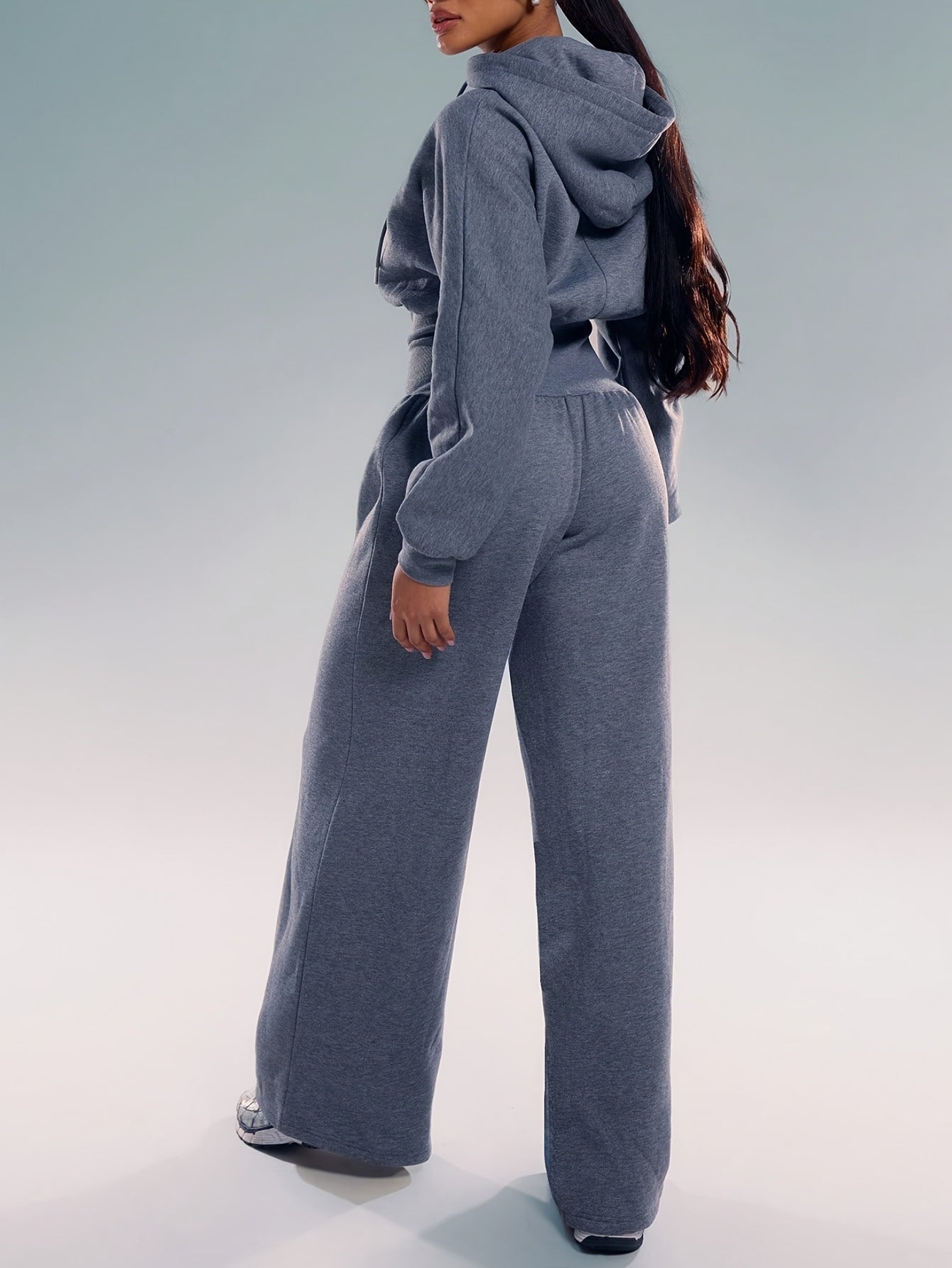 Women's Casual Solid Color Hooded Zipper Jumpsuit - Long Sleeve Elastic Waist Pantsuit, Machine Washable Spring & Autumn Outfit for Casual Attire, Comfortable Leisurewear, Durable Leisurewear
