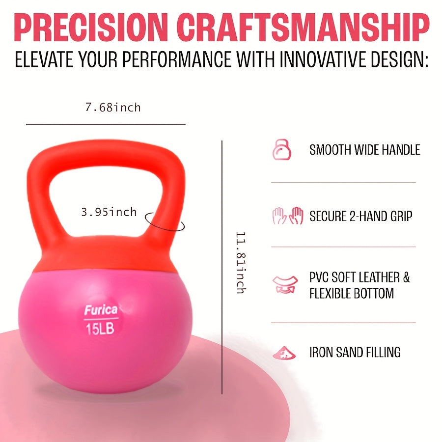 [Rose Red Soft Kettlebell] 1pc Rose Red Soft PE Polyethylene Kettlebell - 5-30LB, Enhancing Strength, Suitable for Home Fitness and Gym