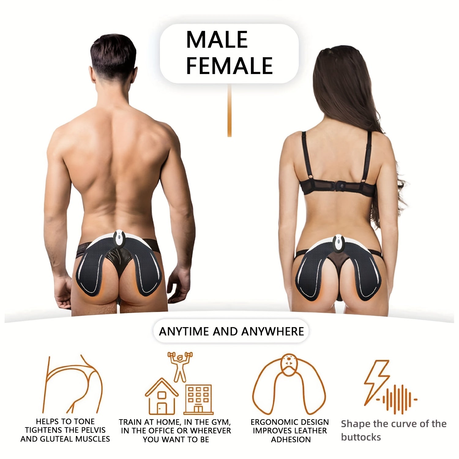 EMS Buttocks Trainer, Suitable For Buttocks, Shaping A Charming Figure, Effectively Exercising And Massaging Buttocks Muscles, With Replacement Gel Patch