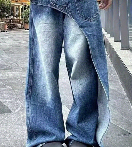 Women High-Waisted Vintage Distressed Light Wash Blue Jeans - Wide-Leg Tapered Relaxed Fit Long Pants with Frayed Hem, Beltless Button Closure, Plus Size Available, Machine Washable Retro 70s/80s Style Denim