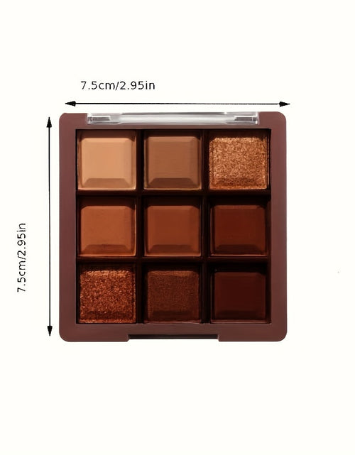 Load image into Gallery viewer, 9-Color Chocolate Brown Eyeshadow Palette - Luxurious Matte, Shimmer &amp; Glitter Shades - Highly Pigmented, Waterproof, Long-Lasting, Natural Nudes - Perfect for All-Day Wear
