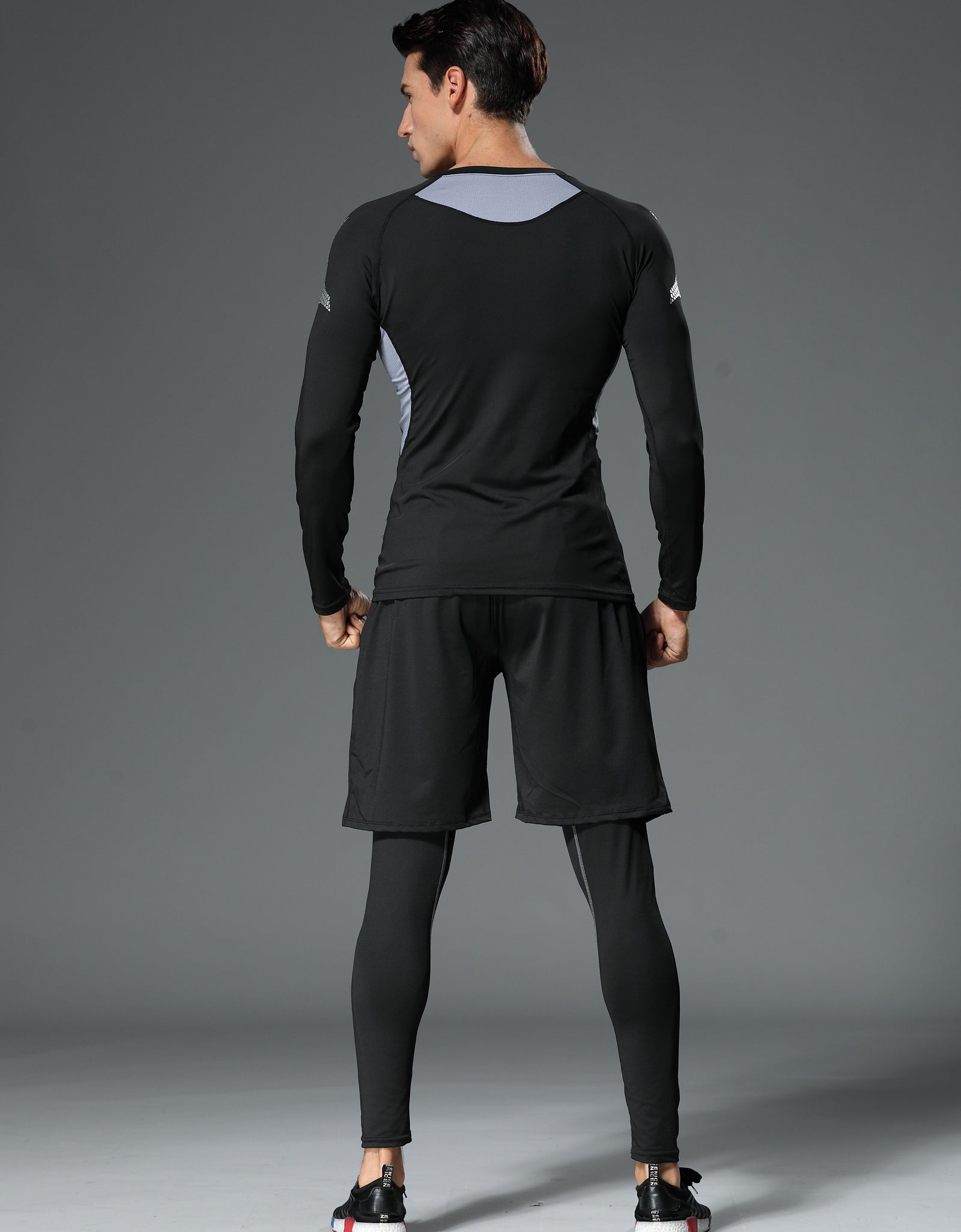Quick-Dry Athletic Set 3pcs ,Polyester Sports Kit with Crew Neck Top & Leggings, Medium Stretch Knit Fabric, for Running, Training, Basketball, Tennis, Golf, Cycling