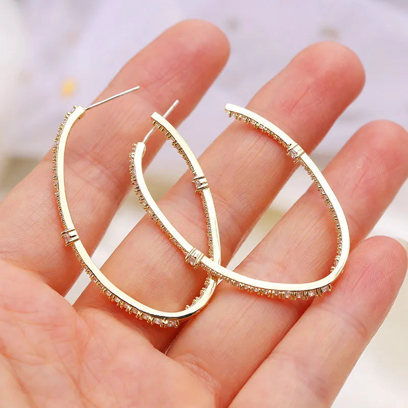 Vecalon Large Hoop Gold/Sier Color for Women Big Circle Earrings Sterg Sier Wedding Jewelry Party Accessories