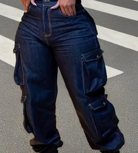 Stretch Skinny High Waist Cargo Jeans for Women | Multiple Utility Pockets, Machine Washable