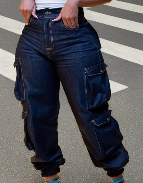 Load image into Gallery viewer, Stretch Skinny High Waist Cargo Jeans for Women | Multiple Utility Pockets, Machine Washable
