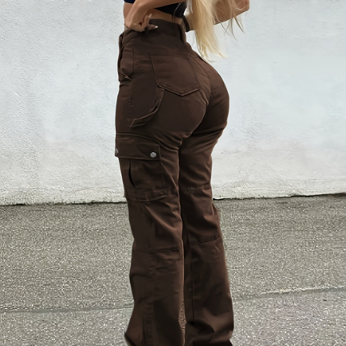 Women High-Waisted Stretch Pants with Multiple Pockets - Casual & Versatile, Butt-Lifting Design, Spring/Summer/Fall, High Waisted Pants