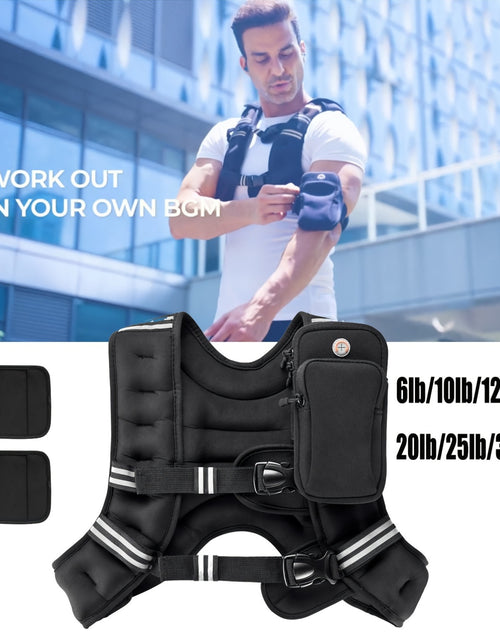 Load image into Gallery viewer, Weighted Vest  6lb/25lb/30lb/46lb with Reflective Stripe &amp; Adjustable Detachable Pouch - Unisex Workout Vest for Strength Training, Running, Walking, Jogging - Deeper Back Mesh Pocket, Ideal for Men &amp; Women
