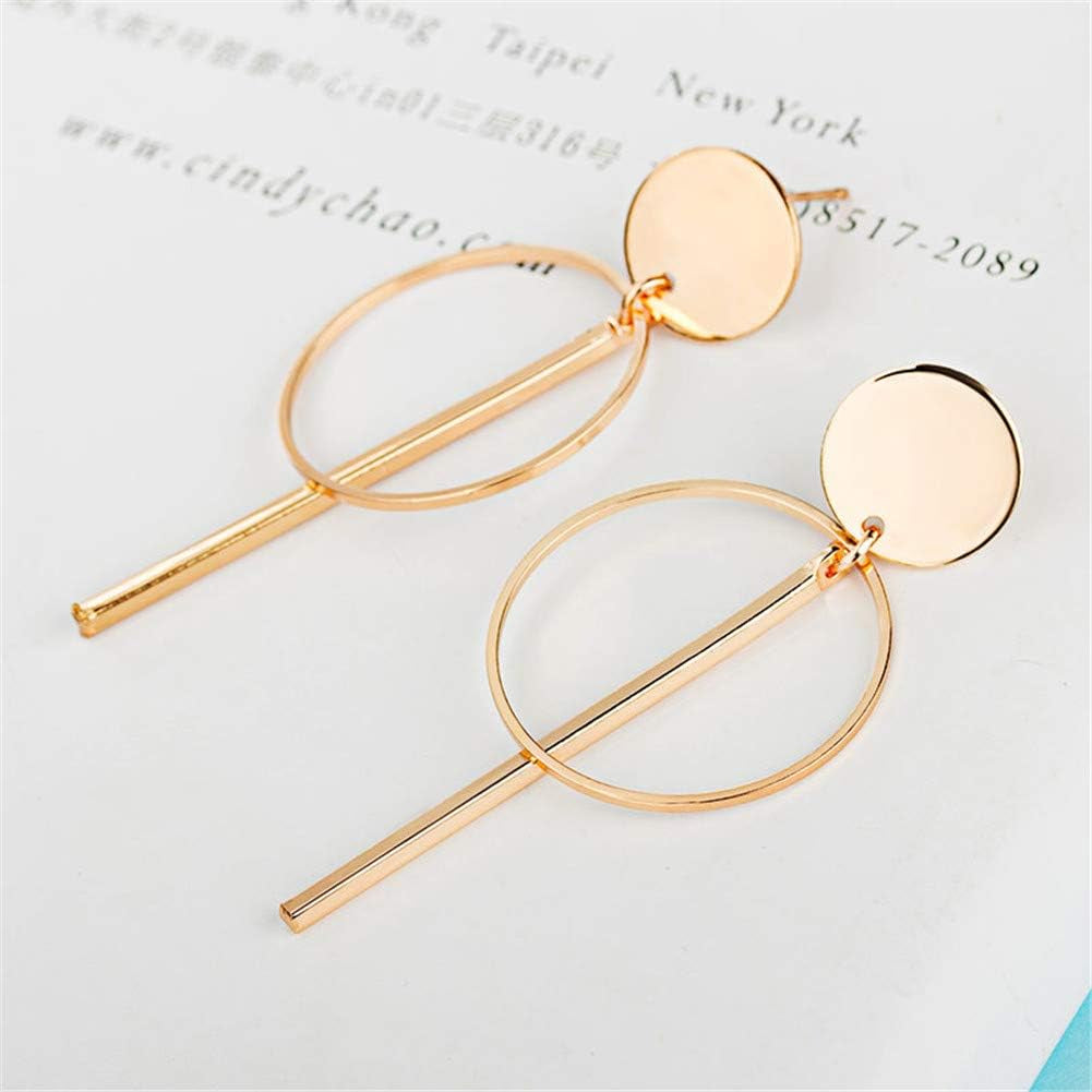 Geometric Double Circle Hoop Dangle Earrings Simple 8 Infinity Knot Bar Tassel Drop Earrings for Women Jewelry