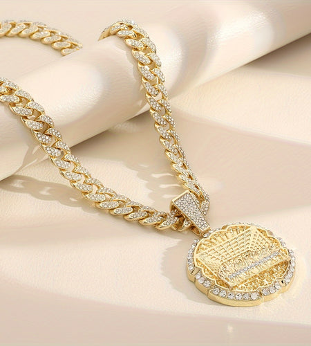 Fashionable Cuban Chain Necklace - Synthetic Zirconia Pendant with The Last Supper Painting - Fashionable Jewelry for Men and Women - Gift Box