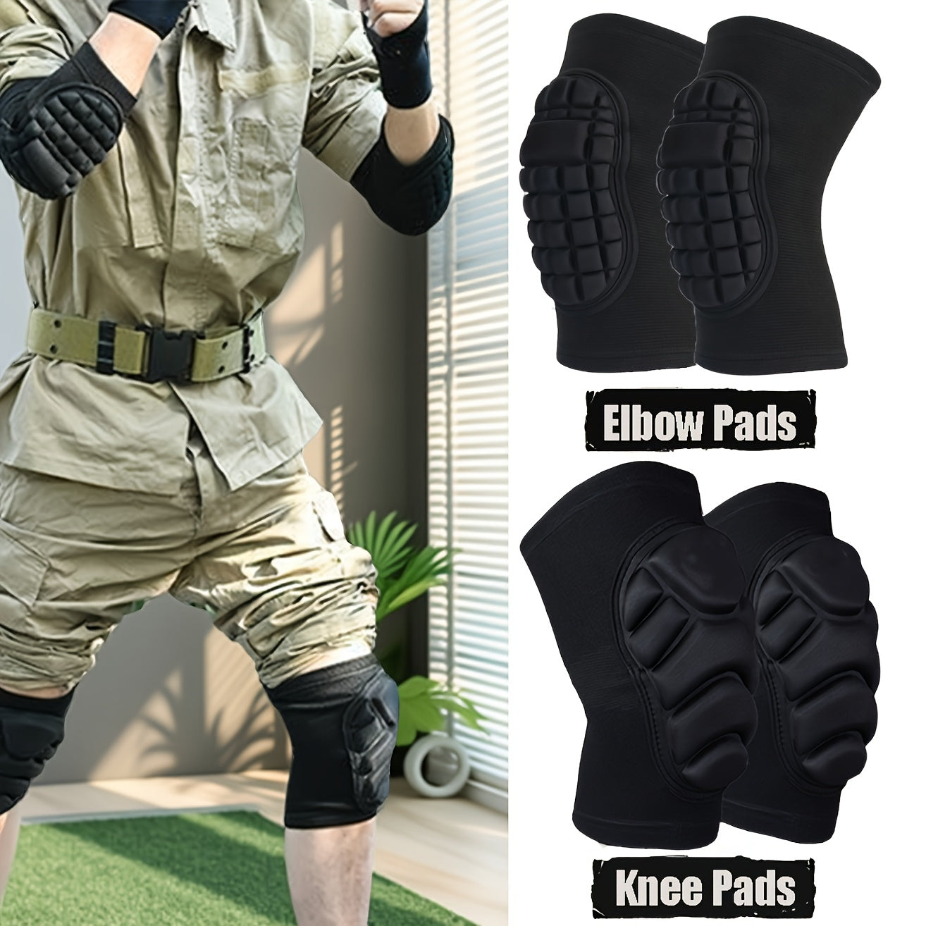 2pcs/4pcs Universal Men's and Women's Knee and Elbow Equipment Set - Adjustable cushioning pads, made of moisture-wicking fabric | Suitable for all-day comfortable experiences during training, yoga, hiking, sports and heavy p