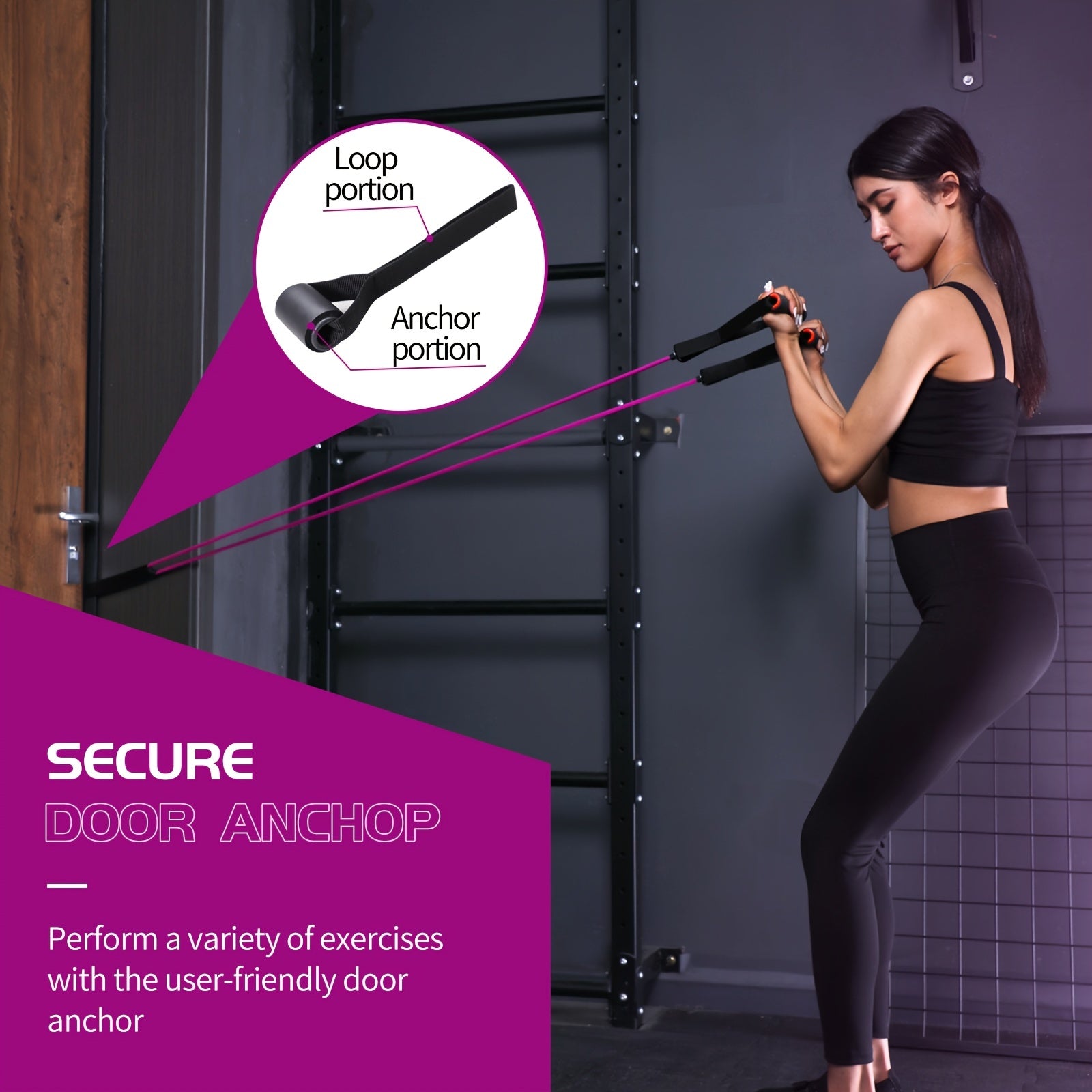 High Quality Latex Resistance Band With Big Handles And Door Anchor, Exercise Bands, Workout Bands, Suitable For Fitness Strength Training, Yoga, Pilates, Home Gym